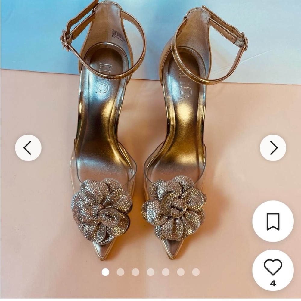 I.N.C. Elegant Gold Women's Heels with Floral Accent